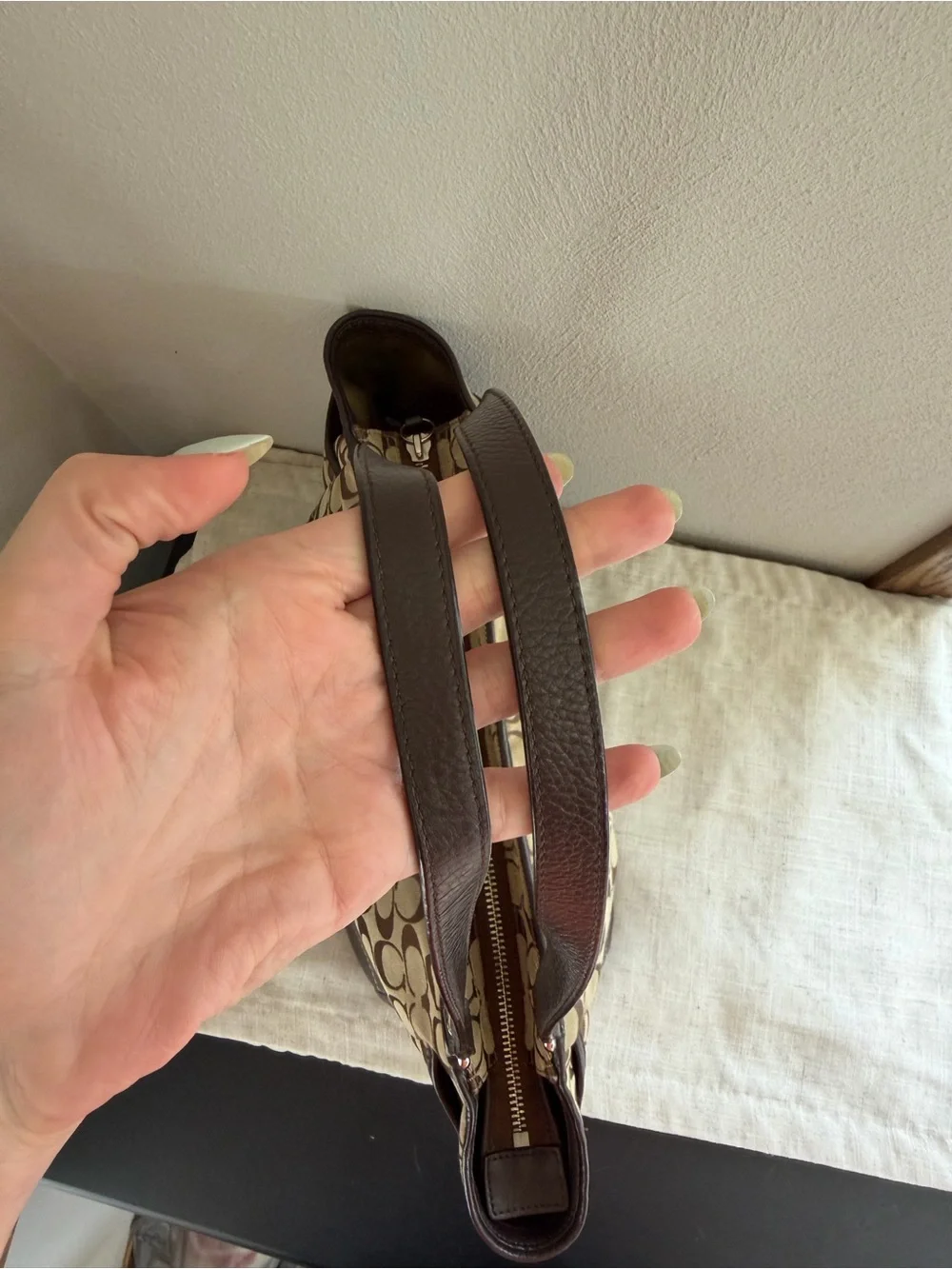 Coach Brown Signature Carrie Leather Tote - Picture 9 of 15